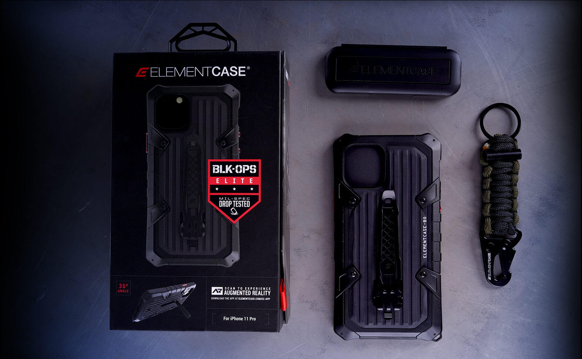 Packaging for Black OPS Elite iPhone 11 Pro, 11 Pro Max Case. Includes Tactical Strap Black OPS Elite Banner 6